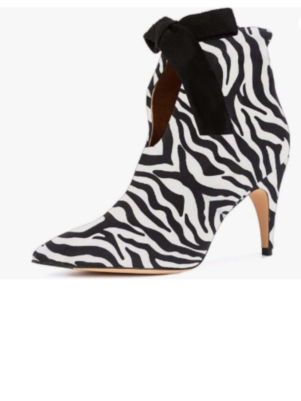 XYD Zebra Bows Mid Heels Pointy Toe Ankle Booties Classical Dress Bowknot Shoes